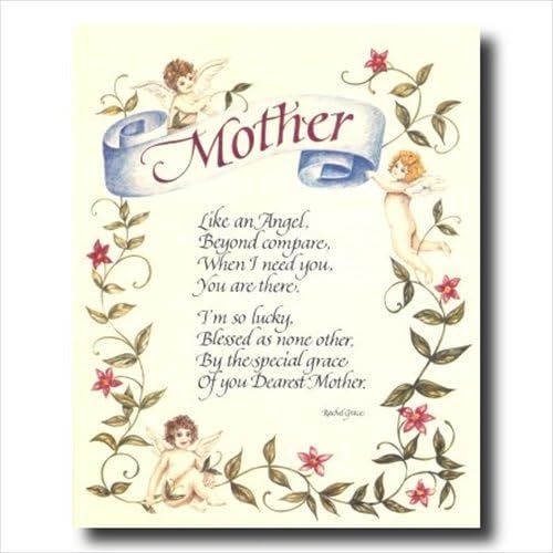 Mother Angel Poem Motto Flower Wall Picture Art Print