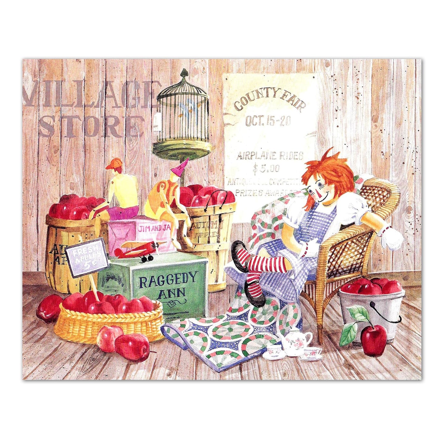 Village Store Raggedy Ann Doll in Chair Wall Picture 8x10 Art Print
