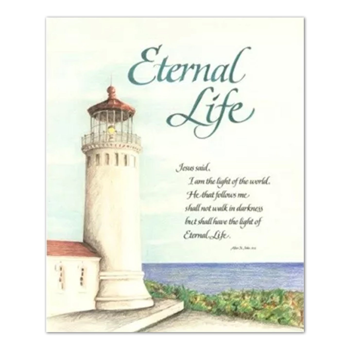 Lighthouse Lake Jesus Christ Wall Picture Art Print