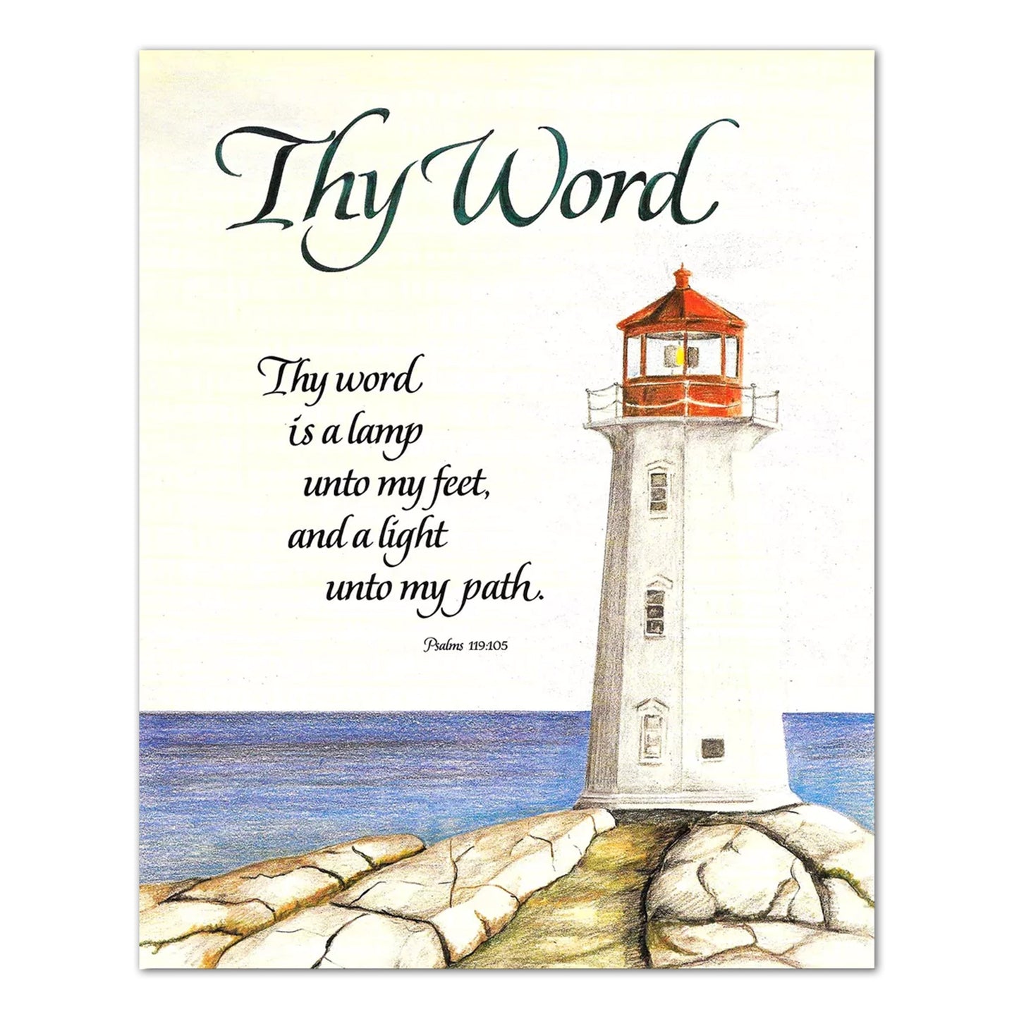Lighthouse Thy Word Psalms 119 Christian Religious Wall Picture 8x10 Art Print