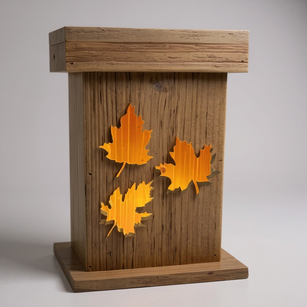 Handcrafted Maple Leaf Lantern – Rustic Autumn Glow