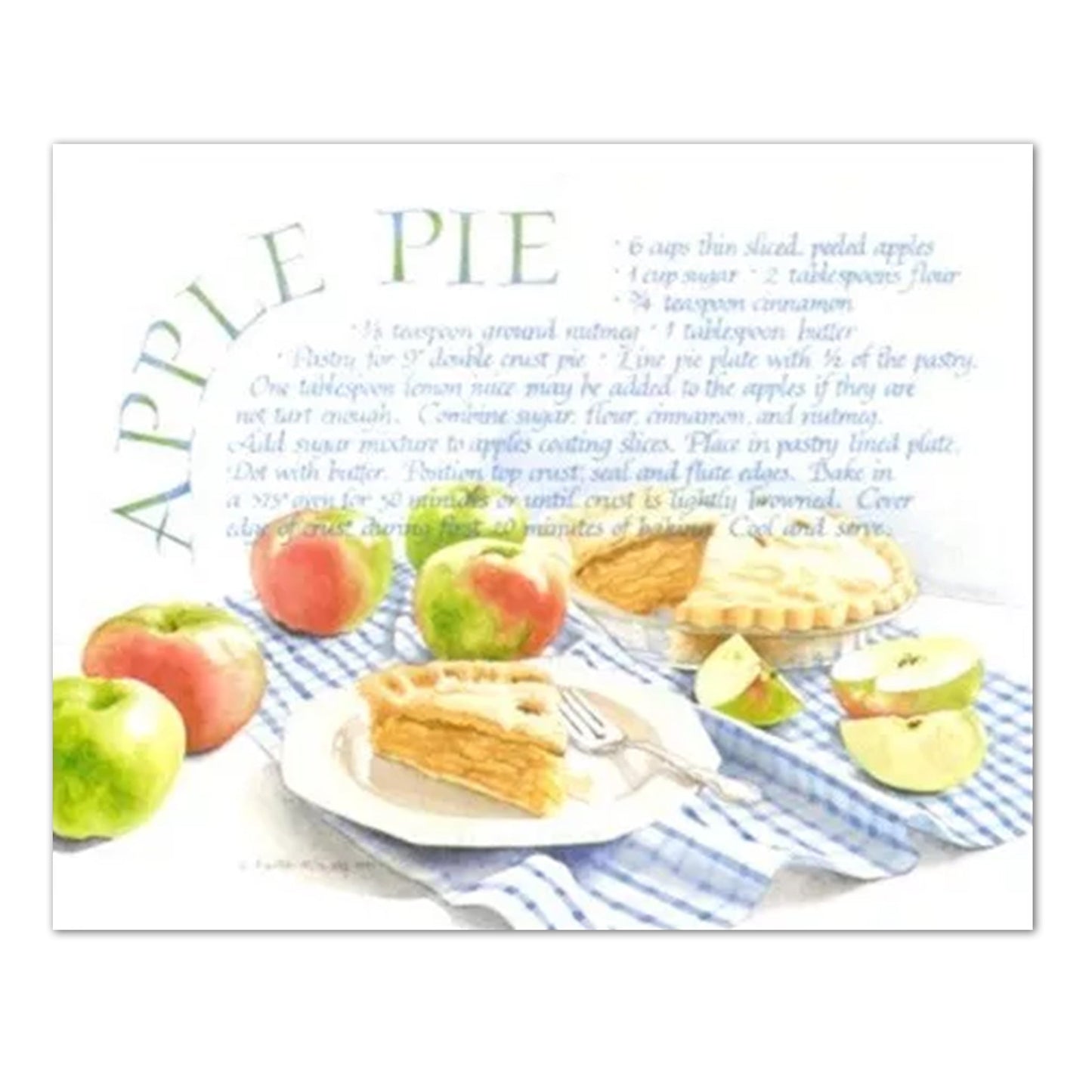 Kitchen Recipe Apple Pie Cafe Wall Picture Art Print