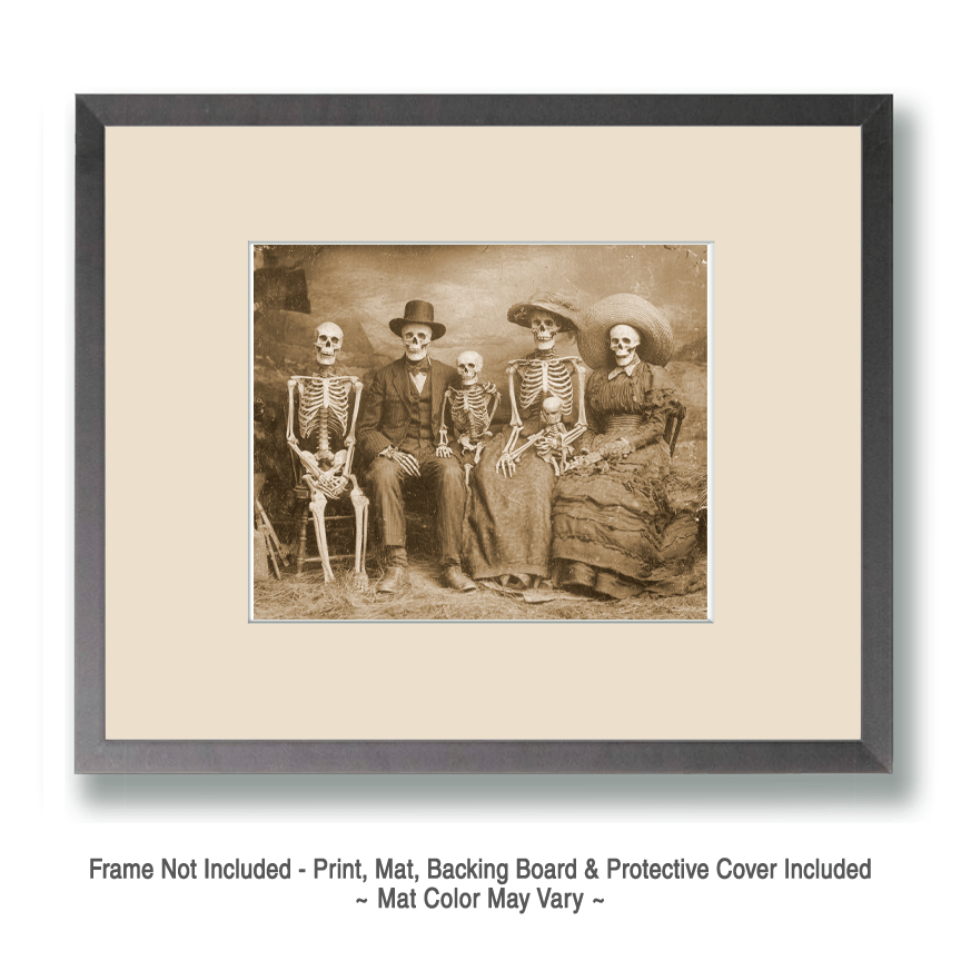 Old Skeleton Family Halloween Art Print - 8"x10" Artwork for 12"x14" Frame