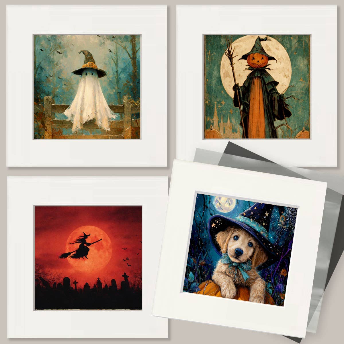 Old Skeleton Family Halloween Art Print - 8"x10" Artwork for 12"x14" Frame