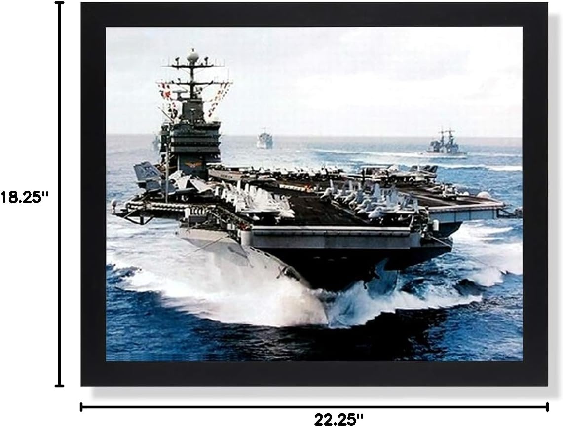USS John C Stennis Aircraft Carrier Military Picture Black Framed Art Print