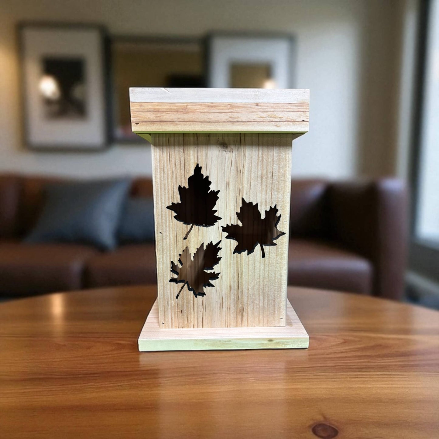 Handcrafted Maple Leaf Lantern – Rustic Autumn Glow