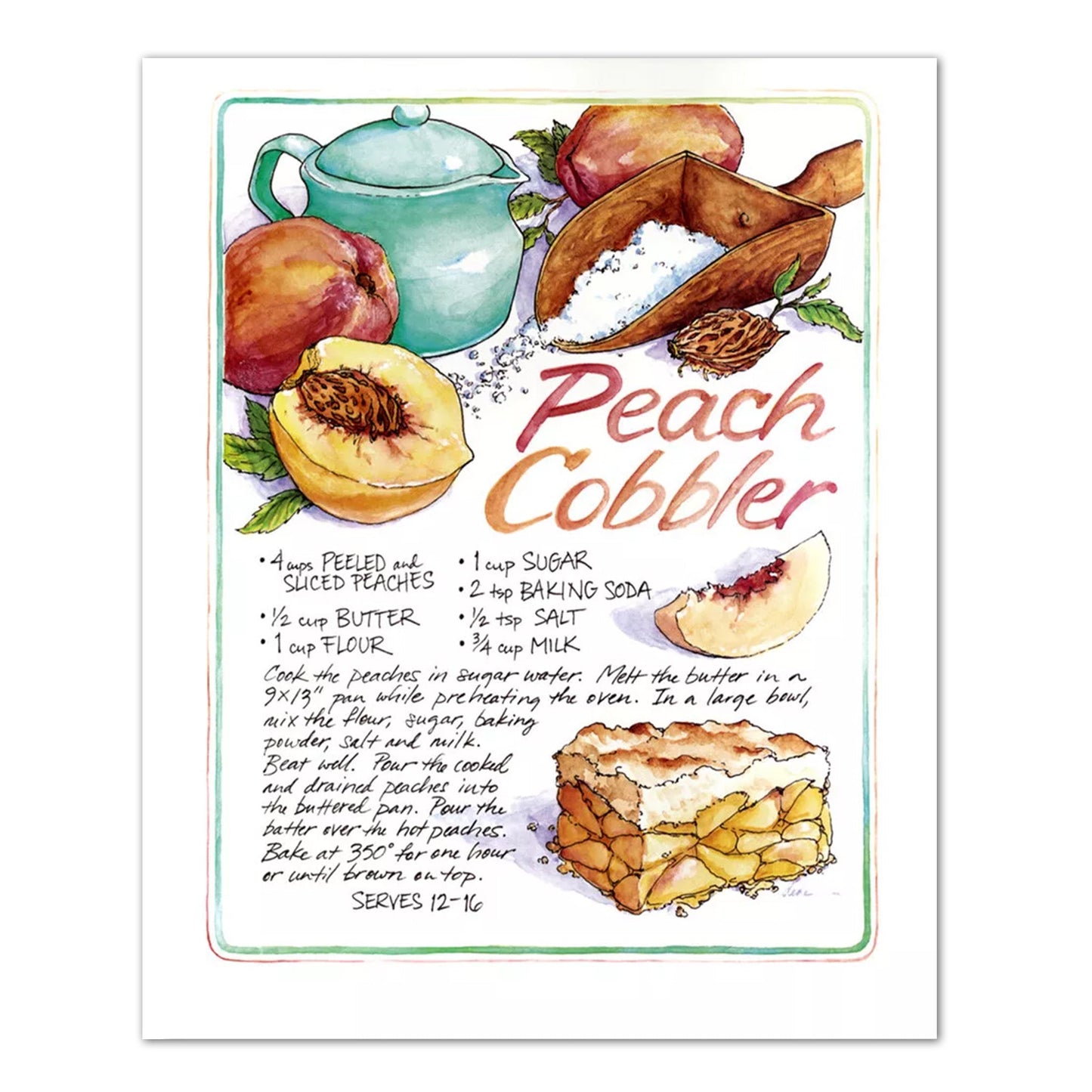 Homemade Peach Cobbler Recipe Kitchen Cafe Diner Wall Picture 8x10 Art Print