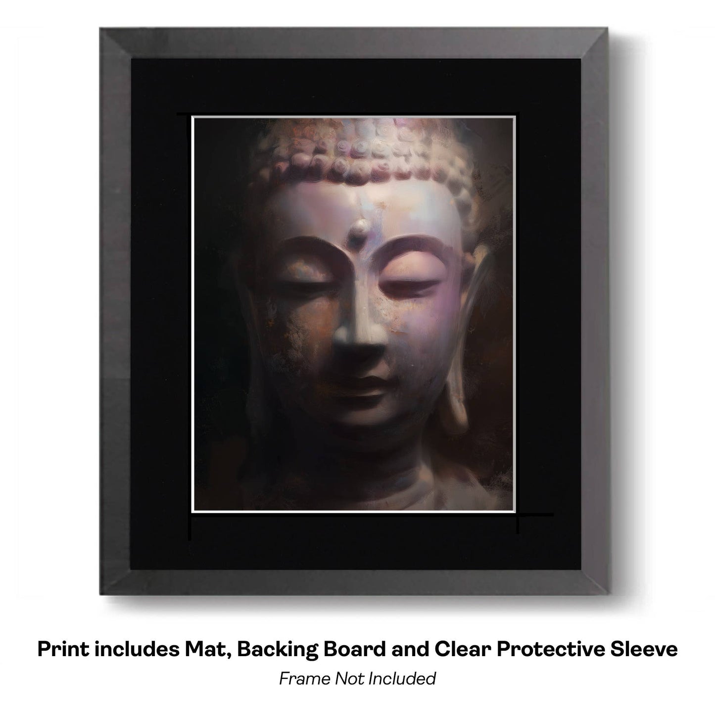 Buddha Mural - Zen Art for Meditation Home Decor Wall Art Prints – 8″x10″ Artwork – 11″x14″ Beveled Mat