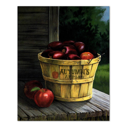 Autumn Apples in Basket on Porch Cabin Wall Picture 8x10 Art Print