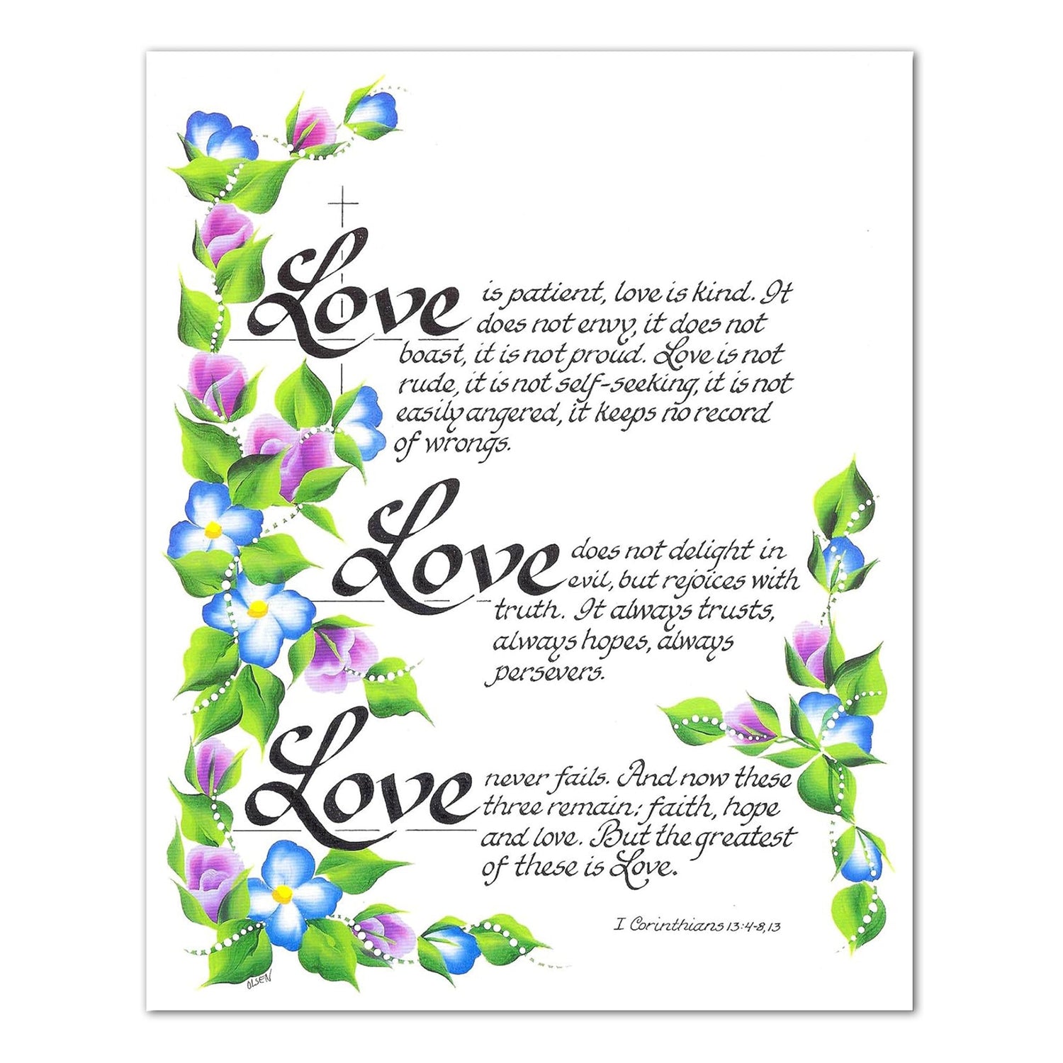 Love Poem 1st Corinthians 13 Christian Religious Wall Picture 8x10 Art Print