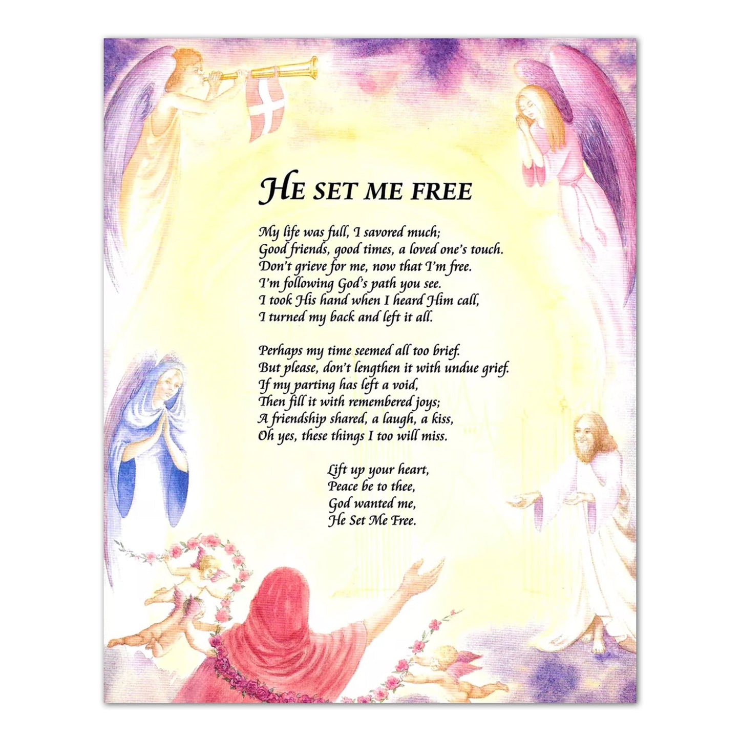 He Set Me Free Angels Christian Religious Wall Picture 8x10 Art Print
