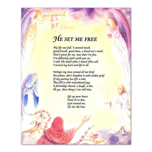 He Set Me Free Angels Christian Religious Wall Picture 8x10 Art Print