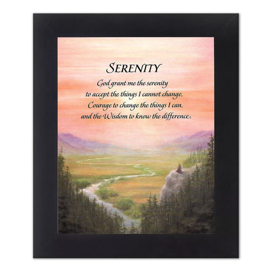 Serenity Prayer River in the Valley Black Framed 8x10 Art Print