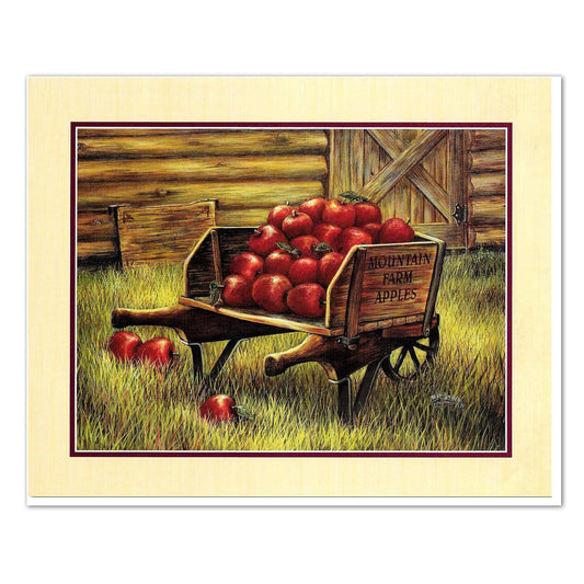Mountain Farm Apples Wheel Barrow at Harvest Wall Picture 8x10 Art Print