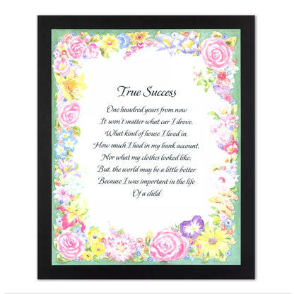 Motivational True Success Poem Wall Picture Black Framed Art Print
