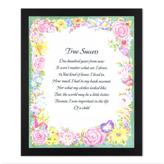 Motivational True Success Poem Wall Picture Black Framed Art Print