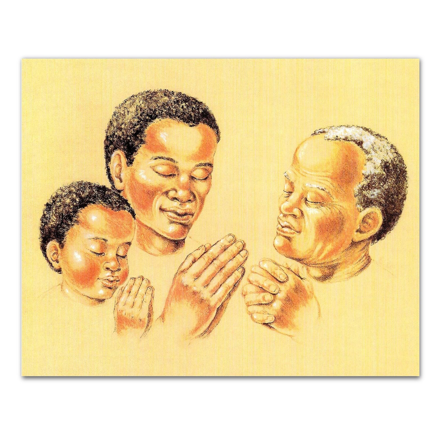 African American Black Three Generations of Men Praying Wall Picture 8x10 Art Print