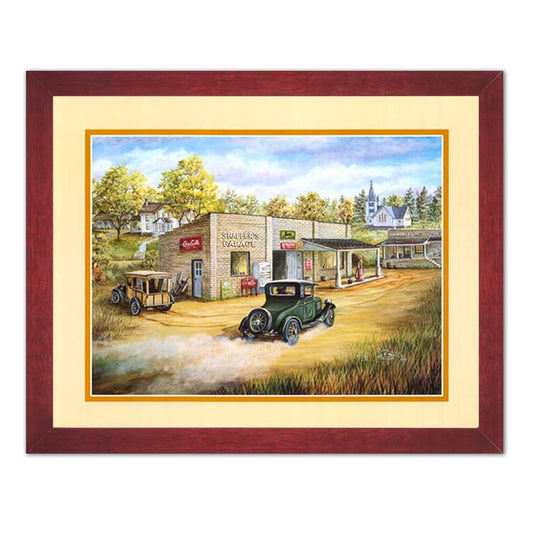 Country Garage Gas Station and Car Picture Framed Art Print