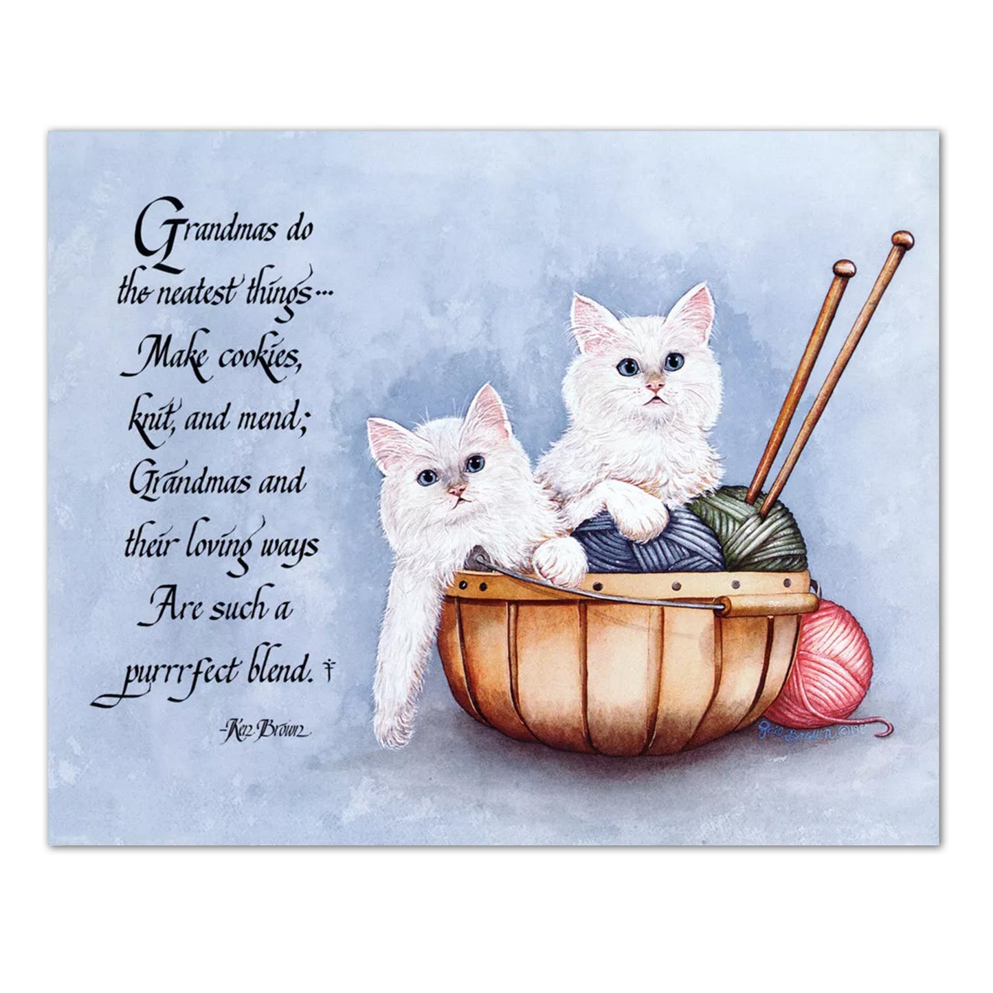What Grandmas Do Poem with Cats and Yarn Basket Wall Picture 8x10 Art Print