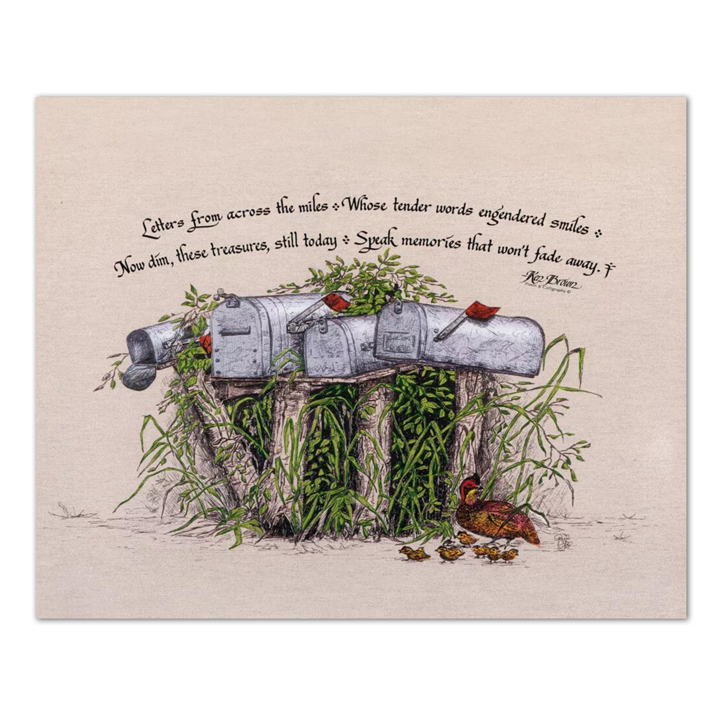 Poem Letters from Days Gone By with Old Mailboxes Wall Picture 8x10 Art Print