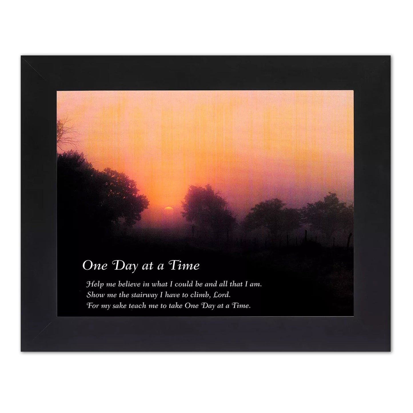 One Day at a Time Sunrise Christian Inspirational Black Framed 8x10 Art Print