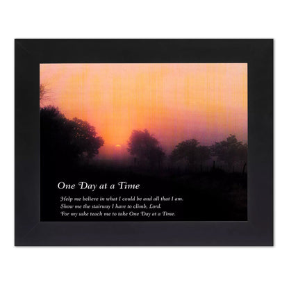 One Day at a Time Sunrise Christian Inspirational Black Framed 8x10 Art Print