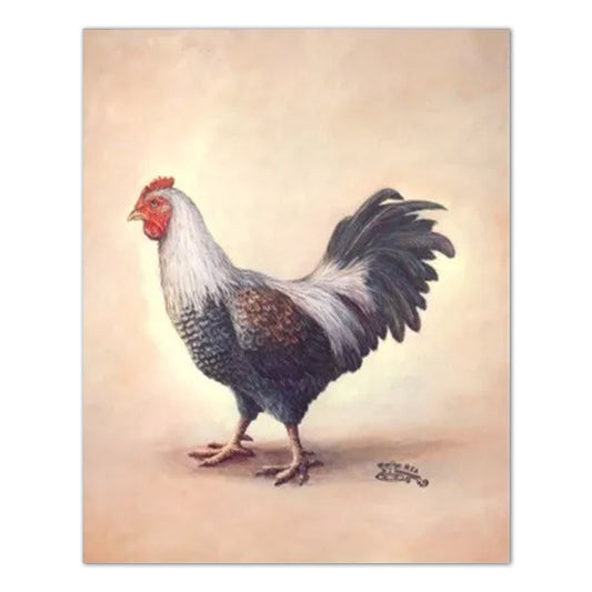 Country Farm B/W Chicken Folk Wall Picture Art Print