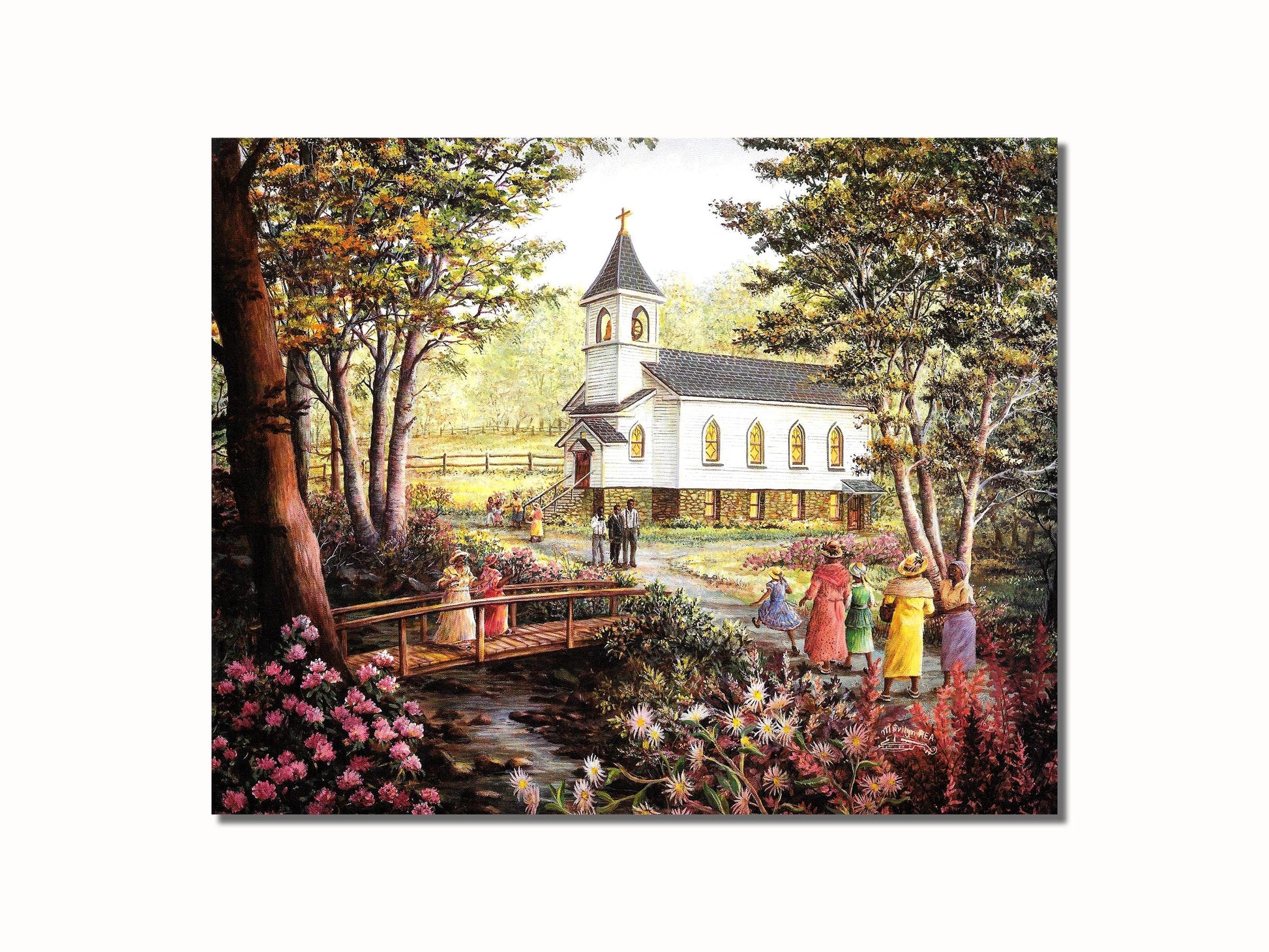 African American Black Sunday Meeting at Church Christian Wall Picture 8x10 Art Print