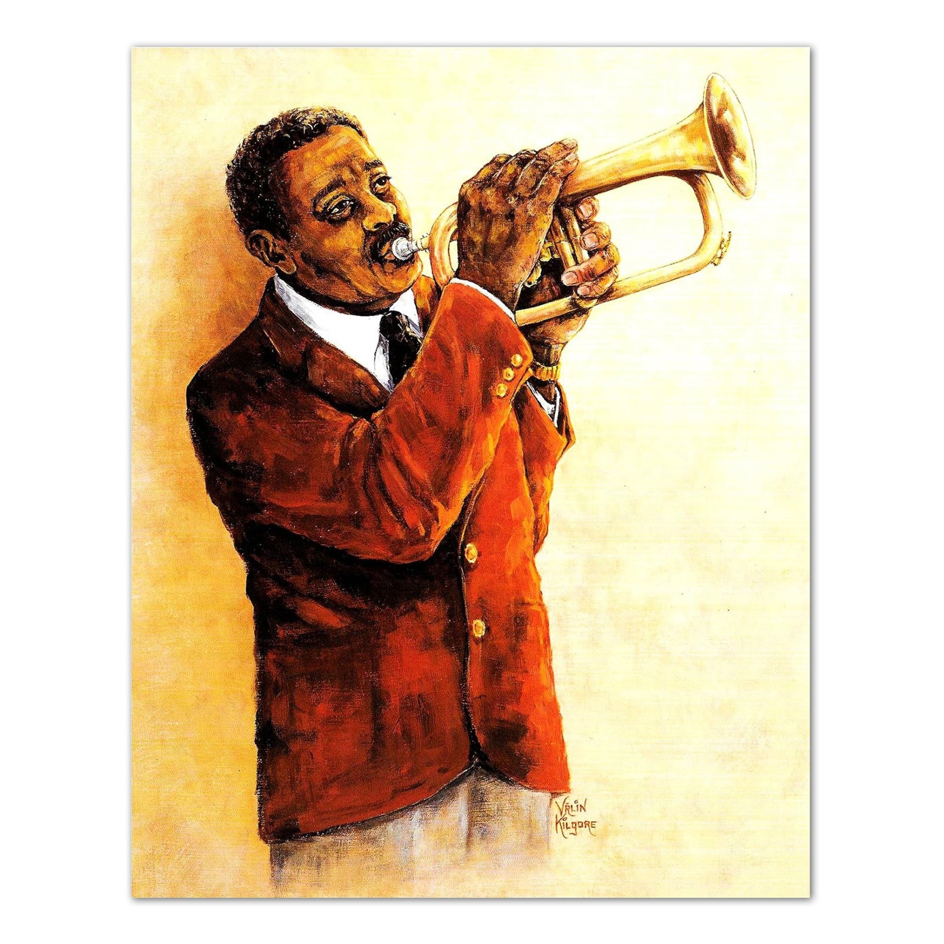 African American Black The Jazz Trumpet Player #2 Wall Picture 8x10 Art Print