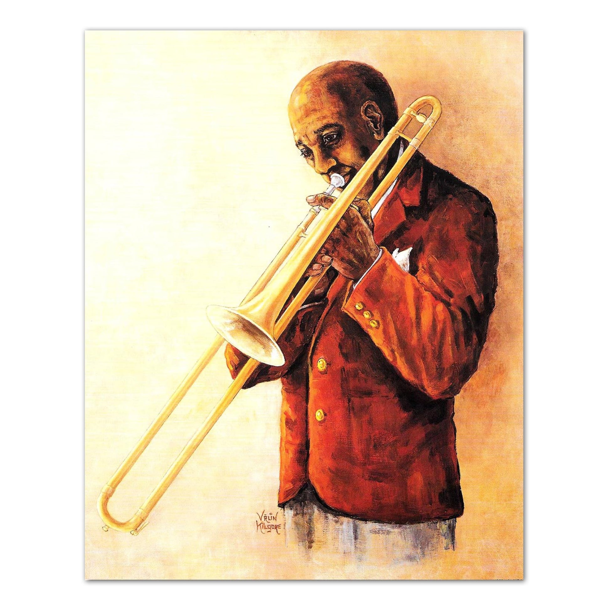 African American Black The Jazz Trombone Player Wall Picture 8x10 Art Print