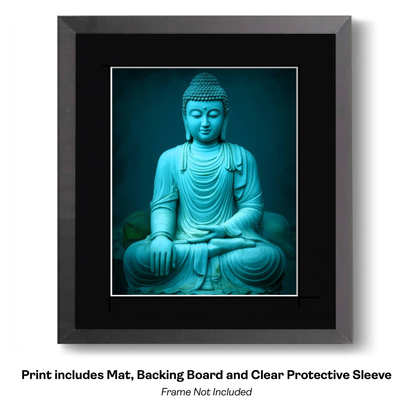 Buddha Mural - Zen Art for Meditation Home Decor Wall Art Prints – 8″x10″ Artwork – 11″x14″ Beveled Mat