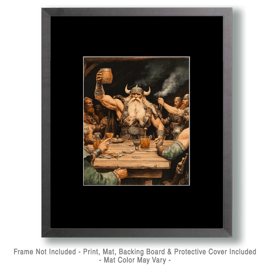 Odin Giving a Toast - Odin the Norse God Wall Art Prints – 8″x10″ Artwork for 11″x14″ Frame