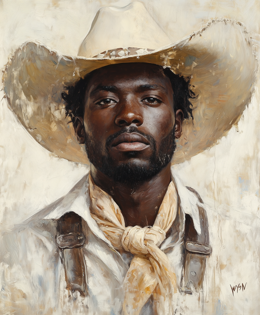 Cowboy in Neutral Tones - Cowboy Western Art Prints 8"x10" Artwork