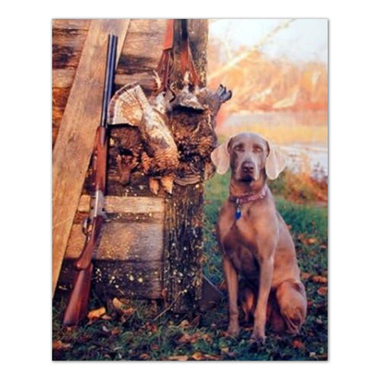 Hunting Dog Shotgun Bird Quail Animal Cabin Lodge Wall Picture Art Print