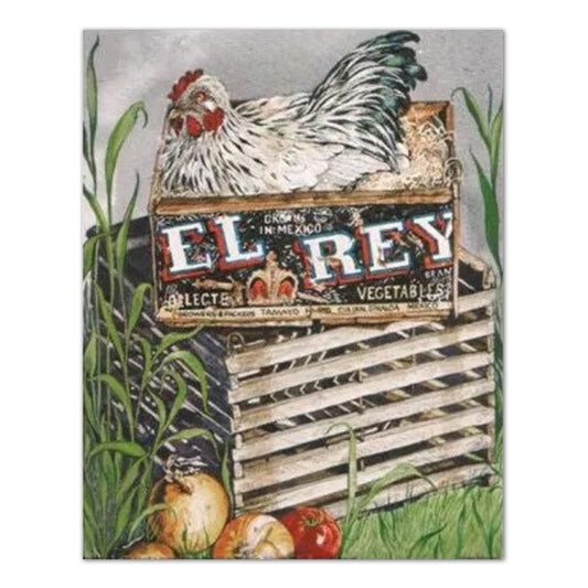 Country Chicken Wood Nest Folk Wall Picture Art Print