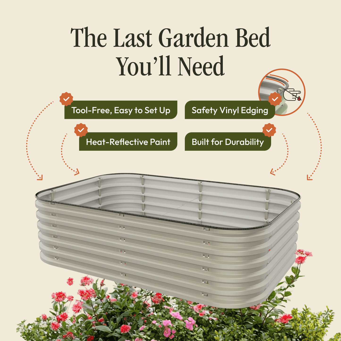 Metal Raised Garden Bed - Easy Garden Bed Kit With Pop N Slide System, Rust Resistant Planter