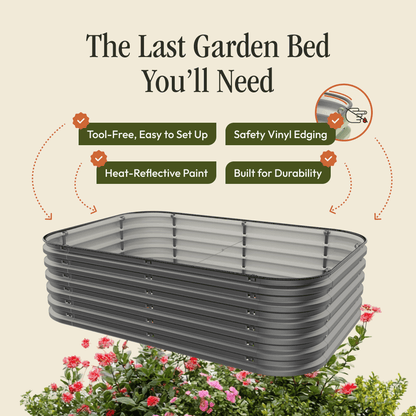 Metal Raised Garden Bed - Easy Garden Bed Kit With Pop N Slide System, Rust Resistant Planter