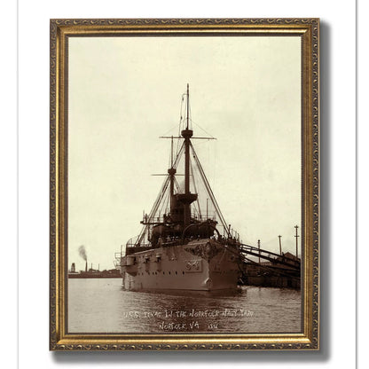 USS Texas Ship Navy Yard 1896 Wall Picture Gold Framed Art Print