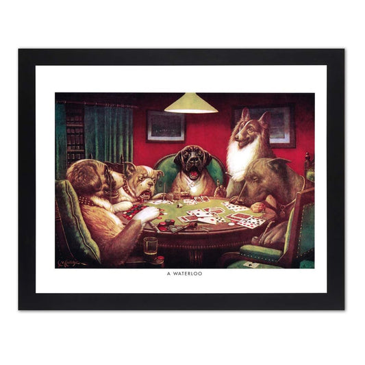 Dogs Playing Poker #5 A Waterloo Man CAVE Art Print 16x20 Black Fame + Glass (Waterloo)