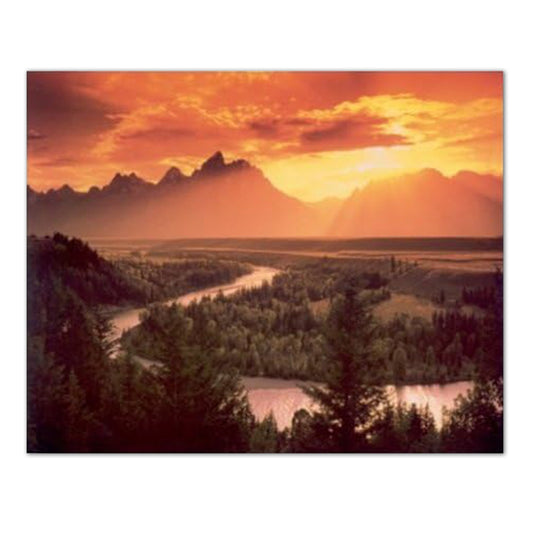 Grand Teton Mountain Snake River Sunset Wyoming Landscape Wall Picture 16x20 Art Print