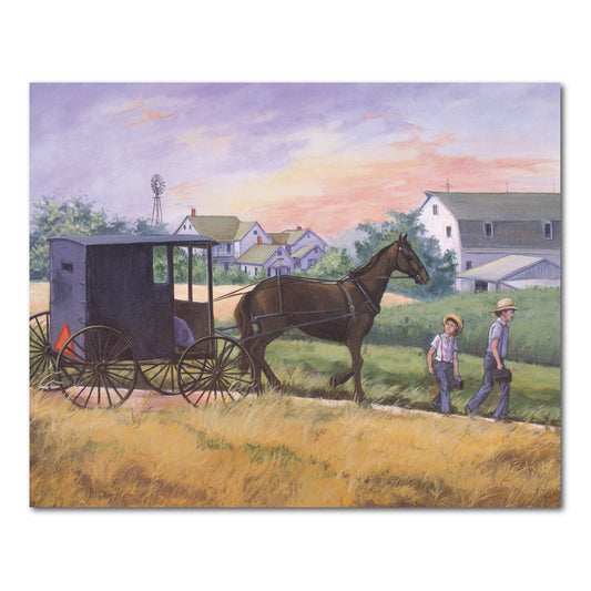 Amish Country Landscape with Horse Buggy Windmill Farmers Art Print 16x20"