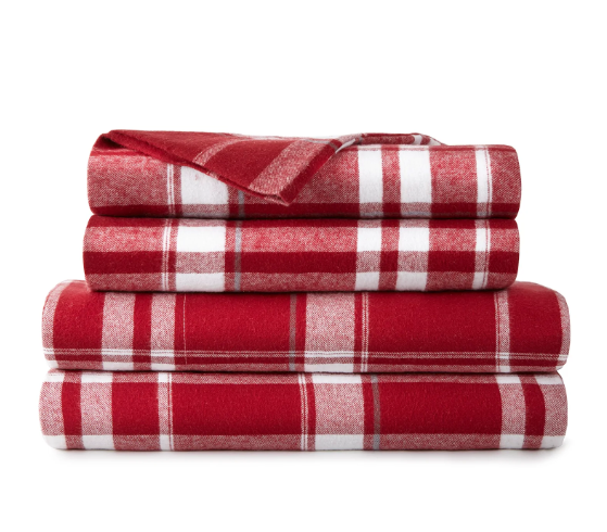 Organic Flannel Sheets - Plaid Sheet Set | Soft Double Brushed Flannel Bedding