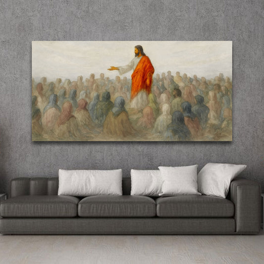 Faith Wall Art - Jesus Speaking To Crowd Religious Canvas Print | Ready To Hang