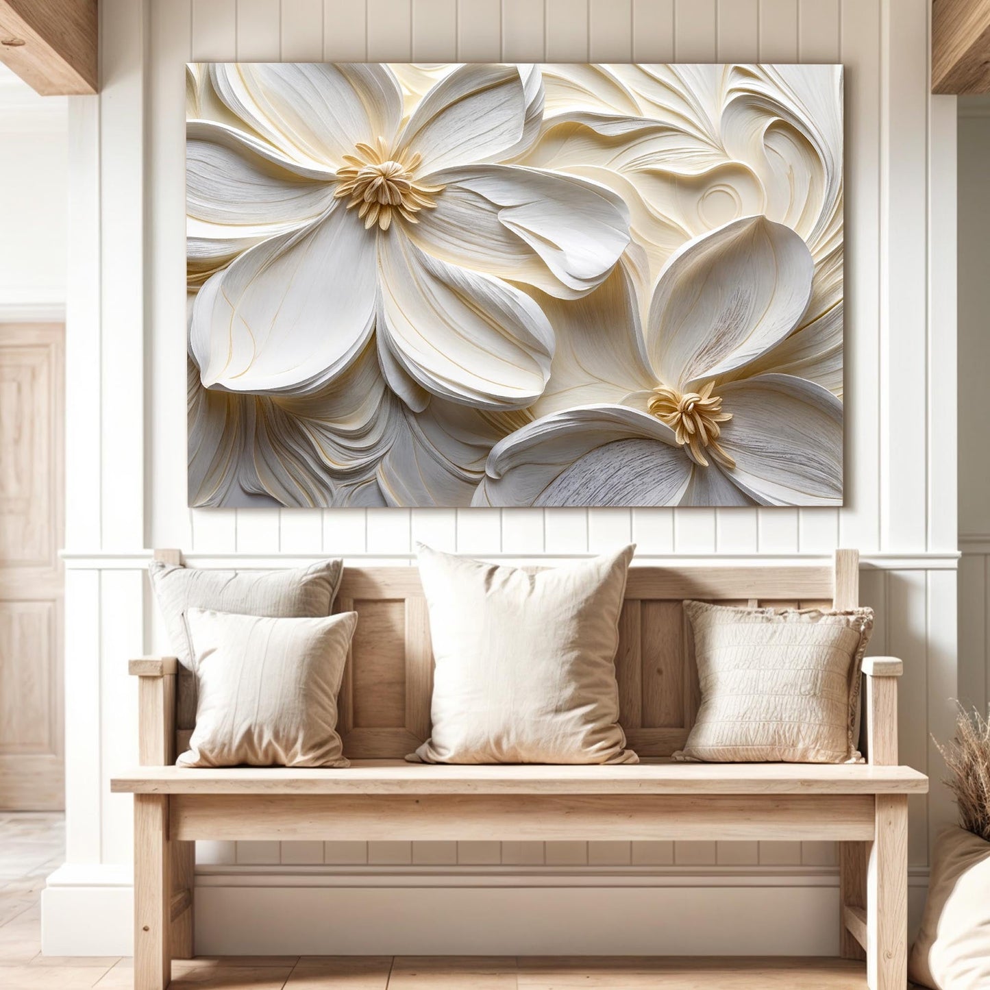3D Flower Wall Art | Minimalist Floral Canvas Print - Ready to Hang
