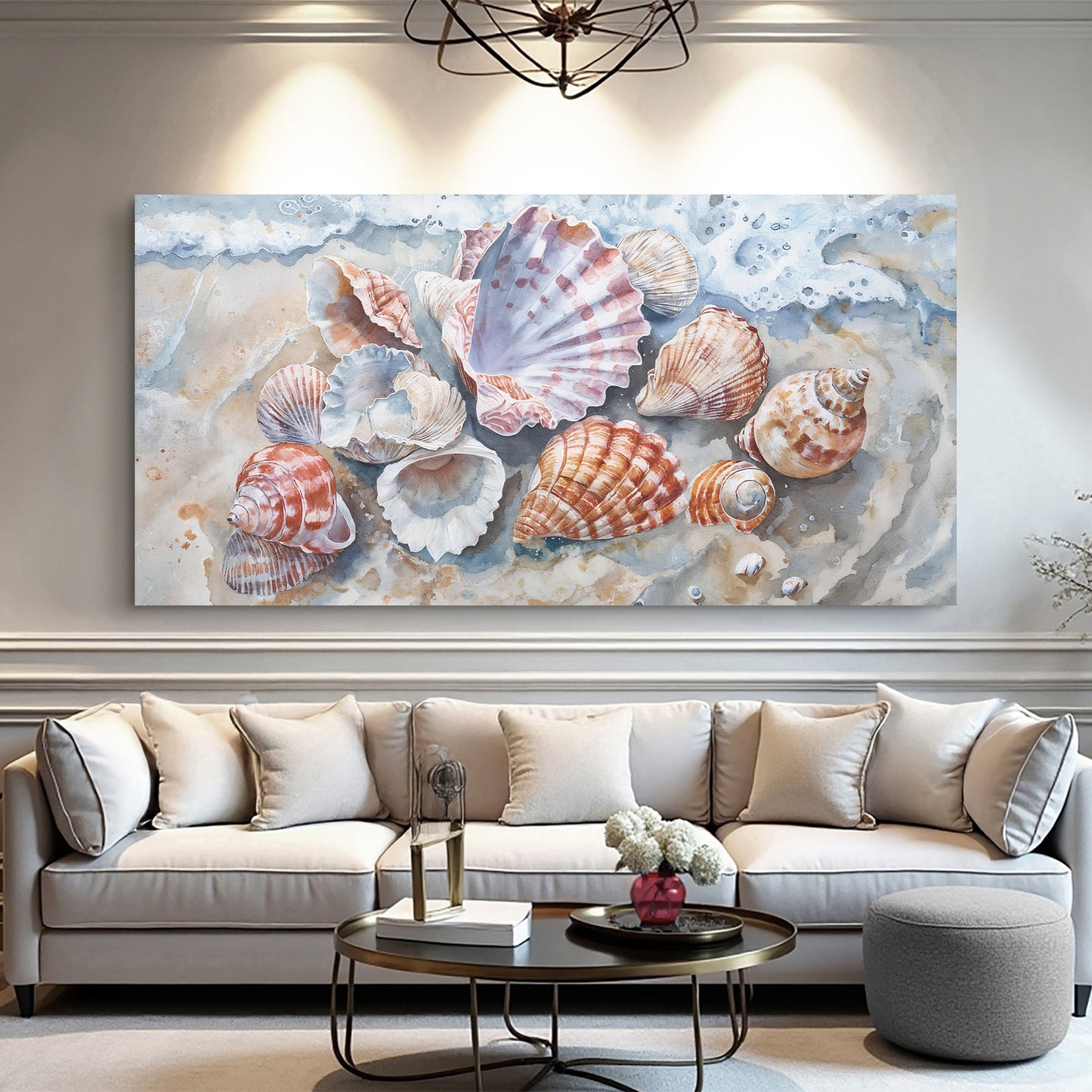 Coastal Wall Art - Modern Sea Shell Canvas | Personalized Beach House Decor