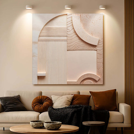 Peach Clay Wall Art – Minimalist Canvas Art with Bright Ink, Ready to Hang