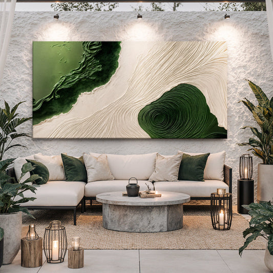 Abstract Wall Art - Green Rivers Colorful Abstract Painting on Canvas