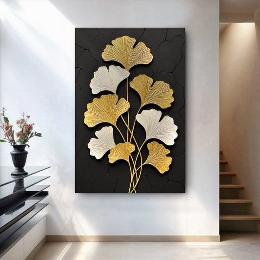 Golden Ginkgo Wall Art – Personalized Botanical Canvas Print | Ready to Hang