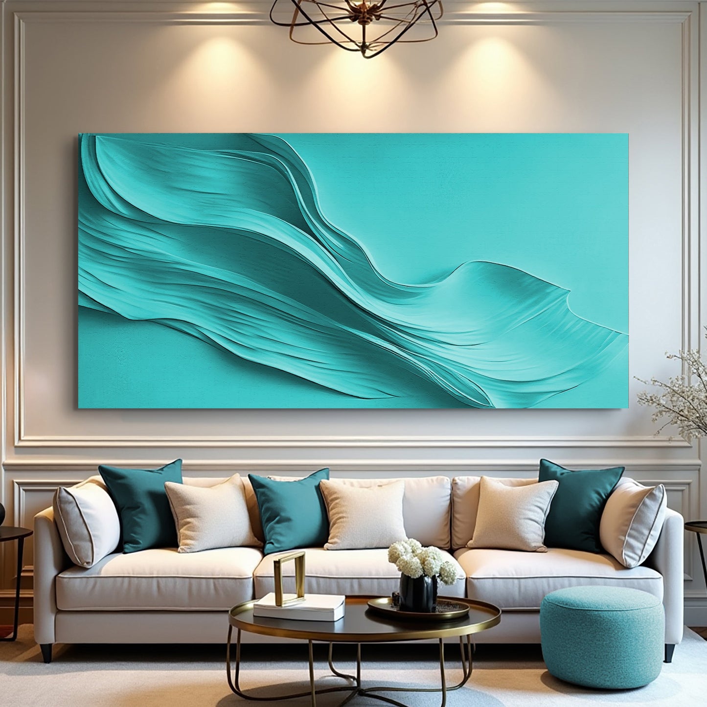 Turquoise Wall Art - Minimalist Canvas Wall Decor With Bright Ink Print