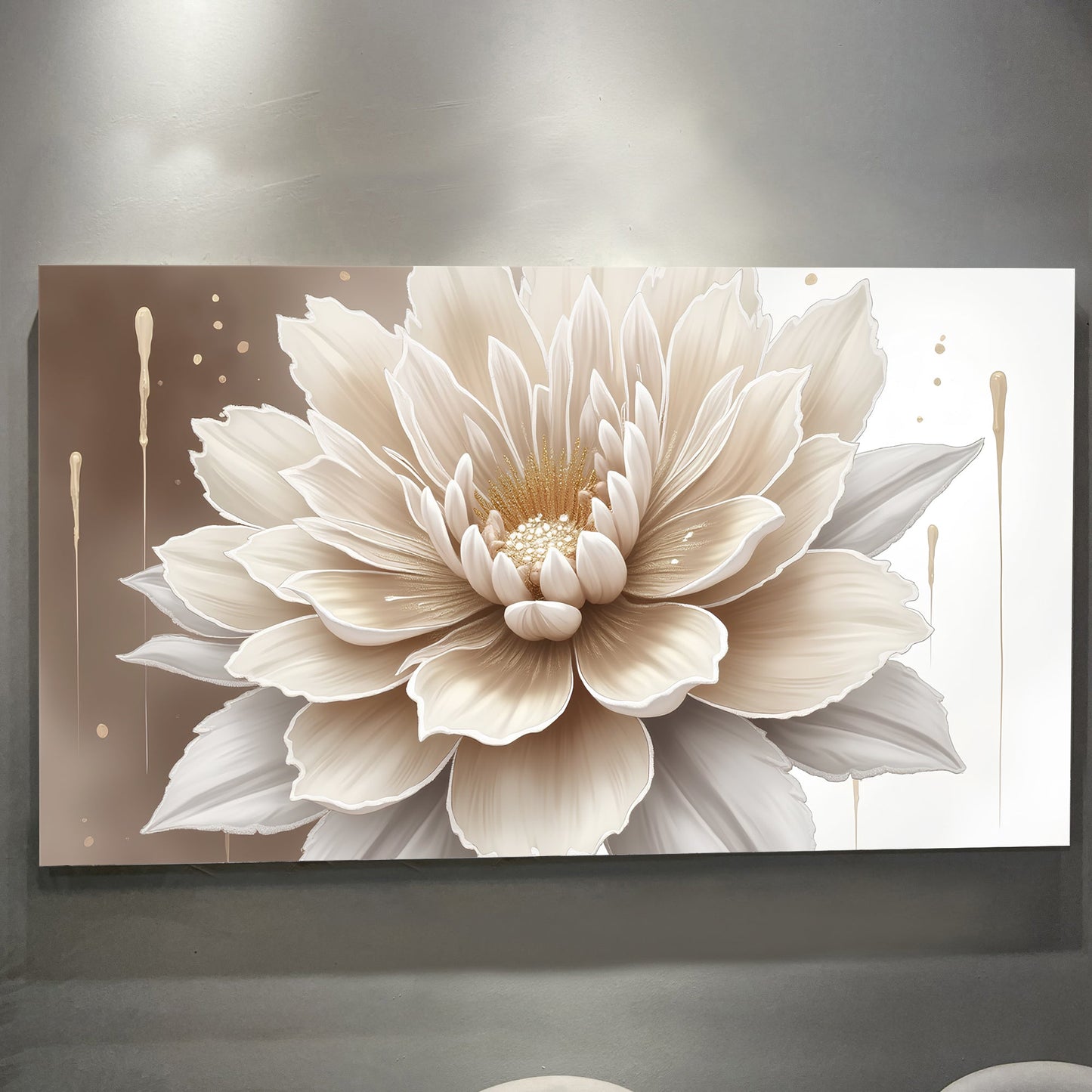 Beige Flower Wall Art – Abstract Canvas Art | Personalized Floral Decor